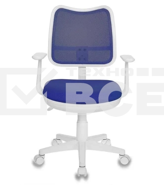 Кресло компьютерное Бюрократ CH-W797/BL/TW-10 TW-10 синий, спинка сетка, сиденье синий, колеса белый/синий, пластик белый