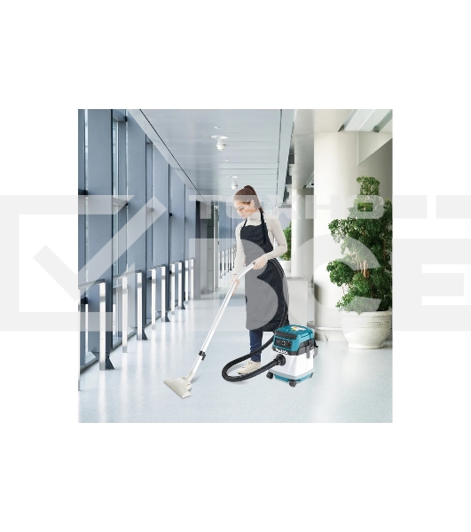 Строительный пылесос Makita DVC150LZ гибридное, белый, 320 Вт, уборка сухая/влажная, пылесборник мешок/контейнер, 15 л