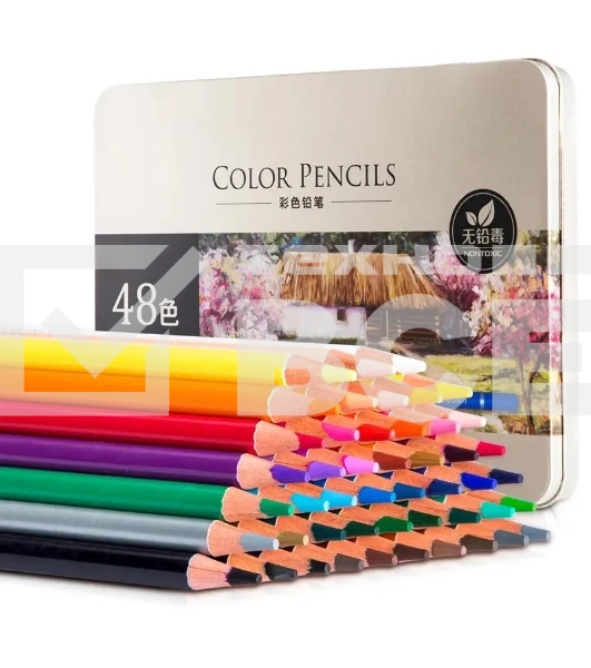 Карандаши цветные Deli 6567, липа, цветной корпус 48 цветов, металлическая коробка