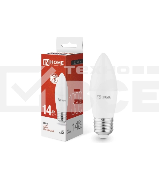 Лампа светодиодная LED-СВЕЧА-VC 14Вт E27 4000К 1330лм IN HOME 4690612047744