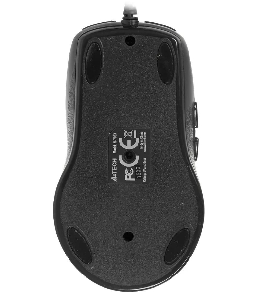 Мышь проводная A4Tech N-708X серый глянец/черный, 1600 dpi, USB, кнопки - 6