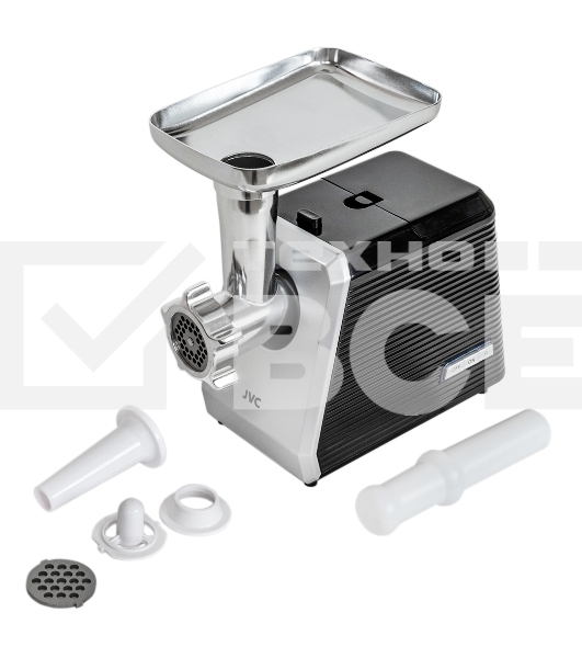 Мясорубка электрическая JVC JK-MG128 черный, 2500 Вт, 2.7 кг/мин, реверс, металлический лоток, насадки - 4