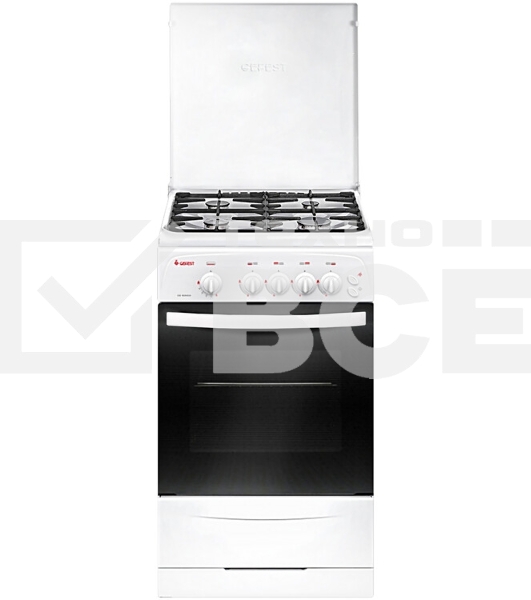 Плита газовая Gefest CG 50M04 K73 белый, конфорок 4 шт, духовка 42 л, 50 см x 85 см x 57 см