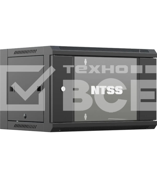 Шкаф коммутационный NTSS NTSS-W12U6045GS (NTSS-W12U6045GS-BL) настенный 12U 570x450мм пер.дв.стекл 60кг черный 350мм 22.2кг 220град. 635мм IP20 сталь