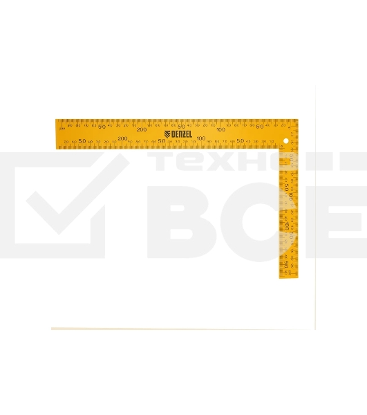 Угольник Denzel стальной, 200 мм х 300 мм, ультрафиолетовая печать (измерительная шкала)