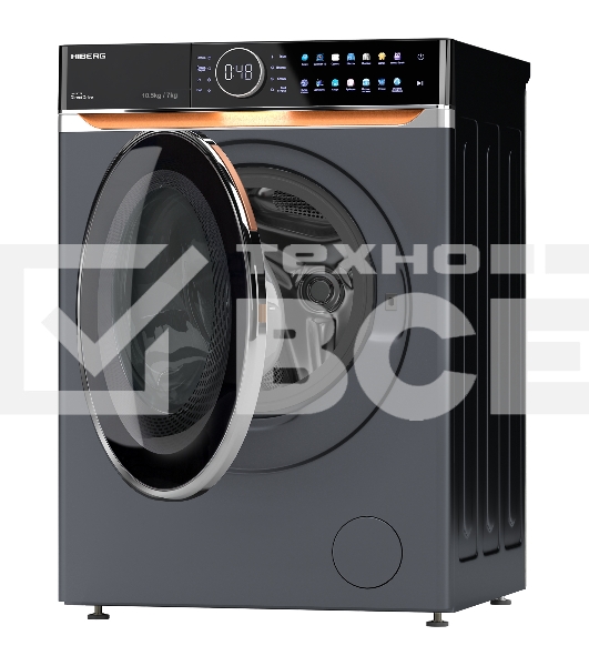 Стирально-сушильная машина HIBERG i-DDQ10 - 10714 Sd темно-серый загр. фронтальная макс.: 10,5 кг 1400 об/мин класс: А+++