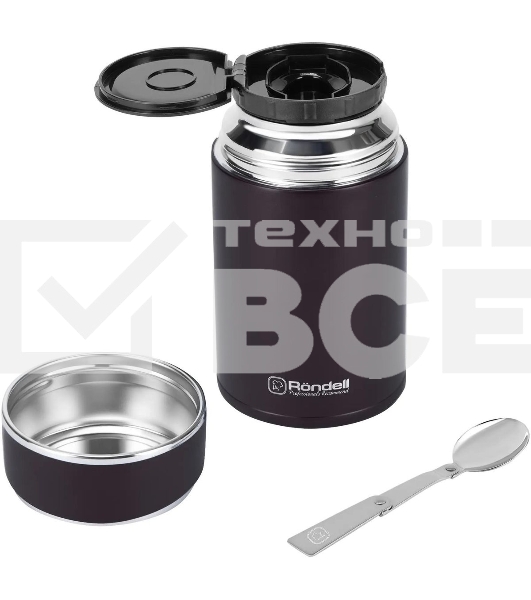 Термос для еды Rondell Tierno RDS-1661 0.7л. бордовый с чехлом картонная коробка