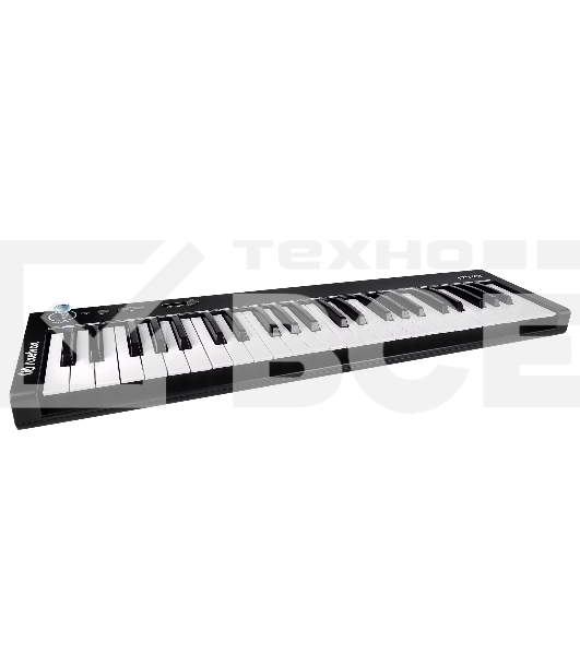 Клавиатура MIDI [AX-1973K] Axelvox [KEY49j Black] 4-октавная (49 клавиш) динамическая USB, 3 кнопки, джойстик (Pitch Bend и Modulation), 1 программируемый фейдер, вход Sustain педали, выключатель питания, питание от USB. Цвет черный.