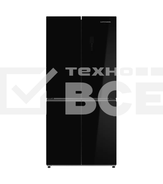 Холодильник Kuppersberg NFFD 186 BG черное стекло трехкамерный 303/172л морозилка сбоку, No Frost, Side by Side