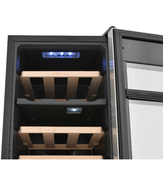 Винный шкаф ZÜGEL ZTWF182DX н/ж сталь, 46 л, 2 отсека, 18 бут.
