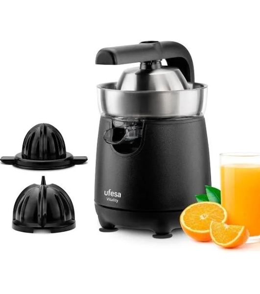 Соковыжималка Ufesa Vitality серебристый/чёрный, цитрусовая, 120 Вт, 700 мл, механическое