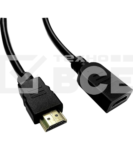 Кабель-удлинитель аудио-видео Buro HDMI (m)/HDMI (f) 2м. позолоч.конт. черный (BU-HDMI2.0-EXTND-2M)