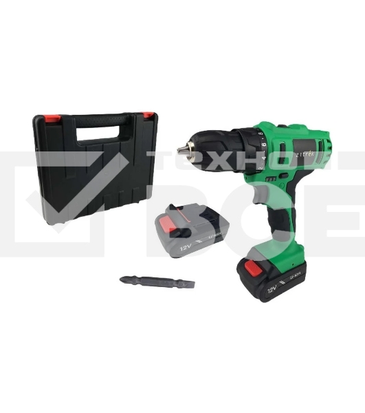 Дрель-шуруповерт Zitrek Greenpower 12-Li 063-4074, Аккумуляторная, 12В, 2 АКБ, Кейс