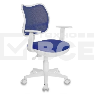 Кресло компьютерное Бюрократ CH-W797/BL/TW-10 TW-10 синий, спинка сетка, сиденье синий, колеса белый/синий, пластик белый