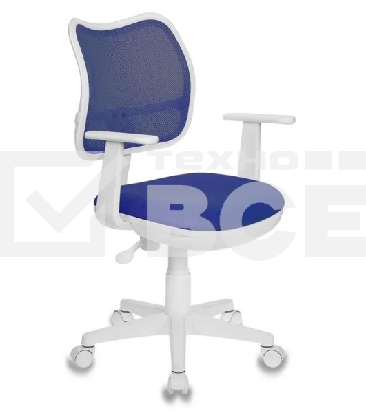 Кресло компьютерное Бюрократ CH-W797/BL/TW-10 TW-10 синий, спинка сетка, сиденье синий, колеса белый/синий, пластик белый