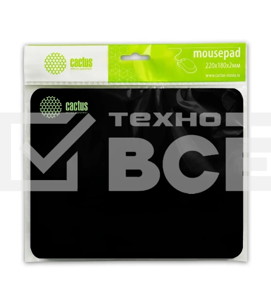 Коврик для мыши Cactus черный 220x180x2мм (CS-MPC-P01XS)