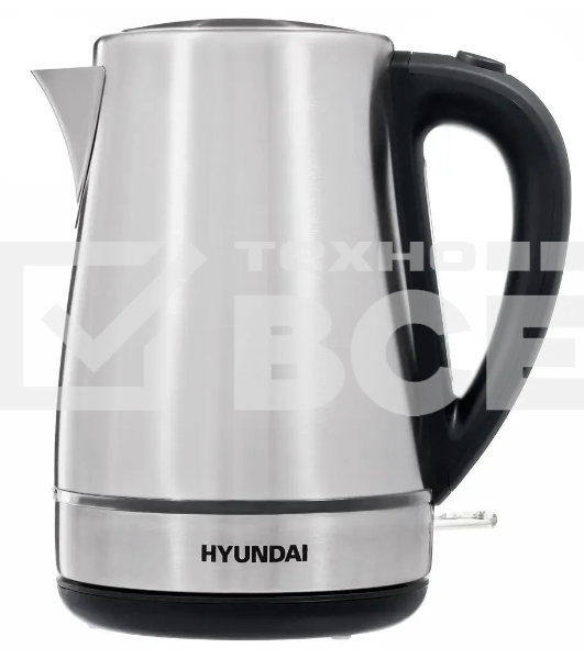 Чайник электрический Hyundai HYK-S3020 1.7 л, 2200 Вт, серебристый матовый/черный (корпус: металл)