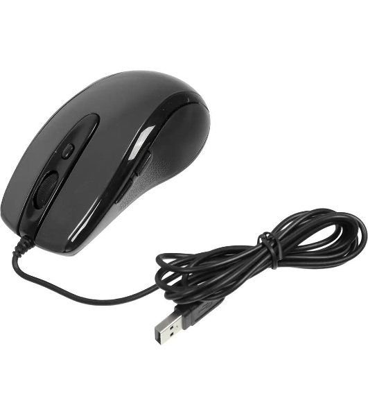 Мышь проводная A4Tech N-708X серый глянец/черный, 1600 dpi, USB, кнопки - 6