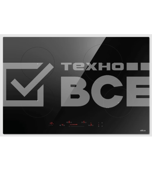 Индукционная варочная панель Elica, 80 см, слайдерное управление, 4 конфорки, таймер, режим подогрева, пауза, Bridge zone, защита от детей, черный