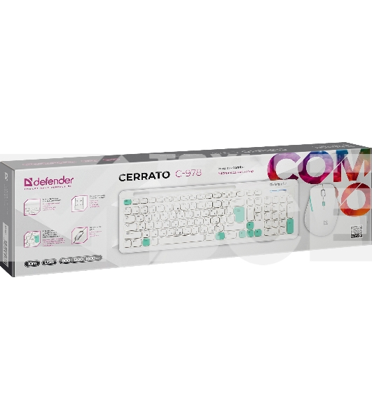 Клавиатура + мышка Defender CERRATO C-978 RU WHITE-BLUE