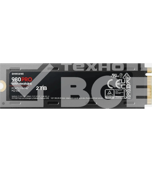 Накопитель SSD Samsung 980 PRO MZ-V8P2T0CW, 2Tb, PCIe 4.0 x4, M.2 2280, NVMe, R/W 7000/5100, с радиатором