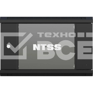 Шкаф коммутационный NTSS NTSS-W12U6045GS (NTSS-W12U6045GS-BL) настенный 12U 570x450мм пер.дв.стекл 60кг черный 350мм 22.2кг 220град. 635мм IP20 сталь