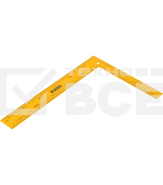Угольник Denzel стальной, 200 мм х 300 мм, ультрафиолетовая печать (измерительная шкала)