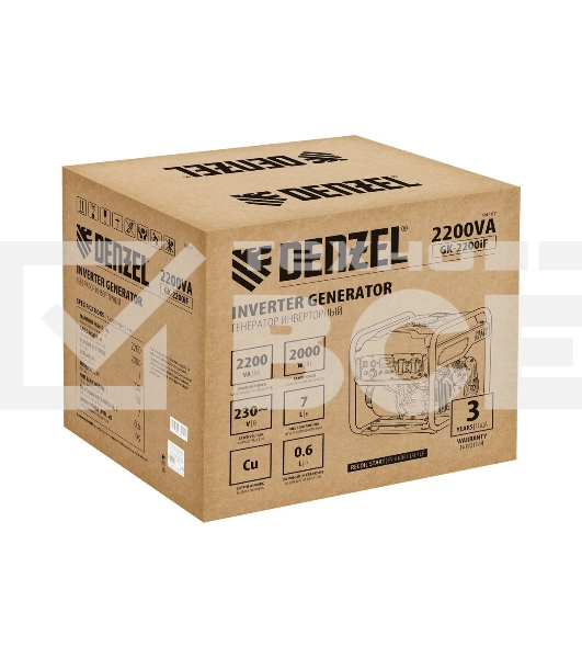 Электрогенератор бензиновый инверторный Denzel GK-2200iF, 2.2 кВт, 95 дБ, 27 кг