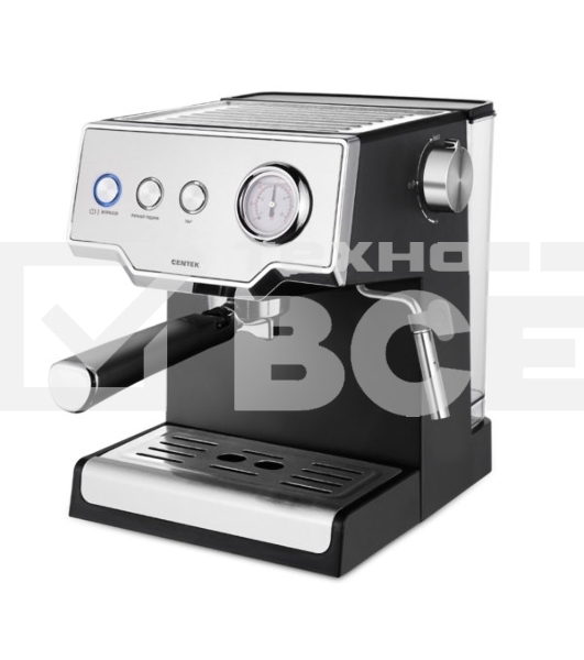 Кофеварка рожковая Centek CT-1167 черный/серебристый, исп. кофе - молотый, 1.6 л, 850 Вт, 20 бар.