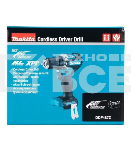 Дрель-шуруповерт Makita DDF487Z, 18 В, без АКБ, аккумуляторная