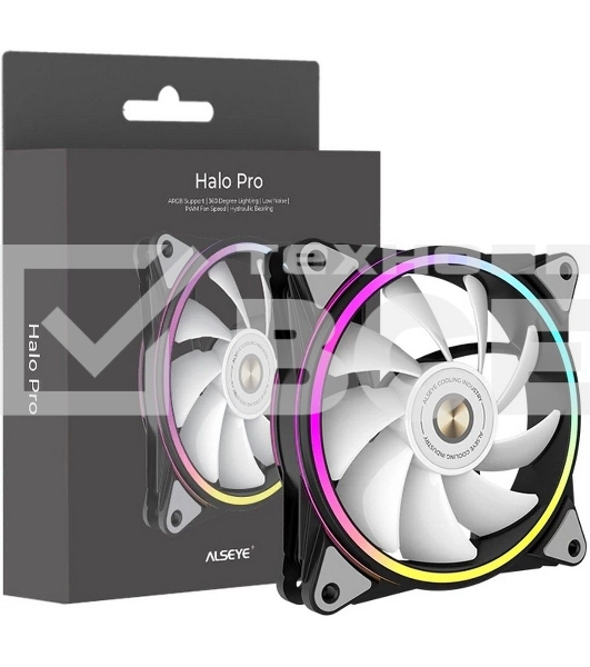 Вентилятор для корпуса Alseye HALO PRO B-P черный, 120 мм, 2100 об/мин, 26 дБ, 4 pin