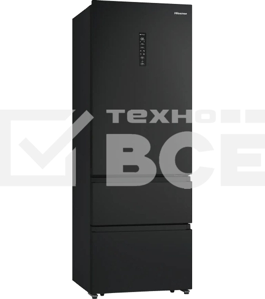 Холодильник Hisense RT641N4AF1 черный, двухкамерный, 366/169, морозилка снизу, Total No Frost