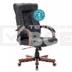 Кресло руководителя Бюрократ KB-10WALNUT/B/LEATH черный, кожа, крестовина дерево, фото10