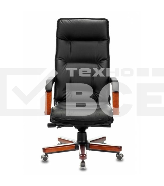 Кресло руководителя Бюрократ T-9927WALNUT/BLACK черный, кожа, крестовина дерево