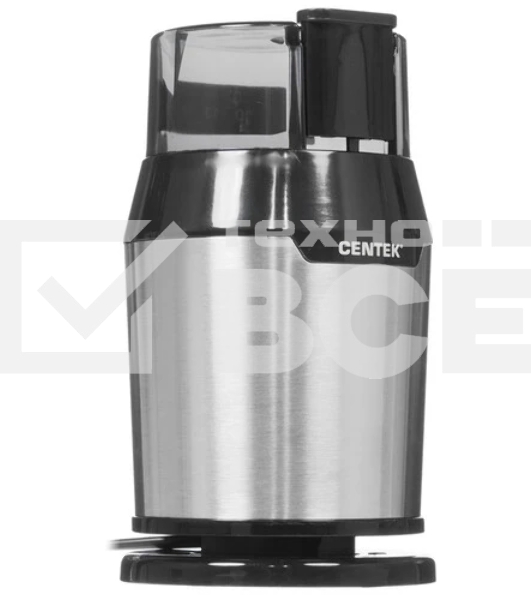 Кофемолка Centek CT-1362 (сталь) 200Вт, 60гр, стальн стакан, стальн чаша, прозрачная крышка