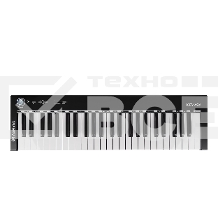 Клавиатура MIDI [AX-1973K] Axelvox [KEY49j Black] 4-октавная (49 клавиш) динамическая USB, 3 кнопки, джойстик (Pitch Bend и Modulation), 1 программируемый фейдер, вход Sustain педали, выключатель питания, питание от USB. Цвет черный.