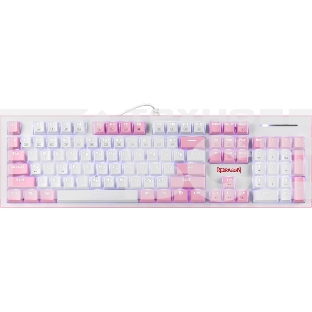 Клавиатура проводная REDRAGON Hades Бело-розовая, тихая, 104 кн.