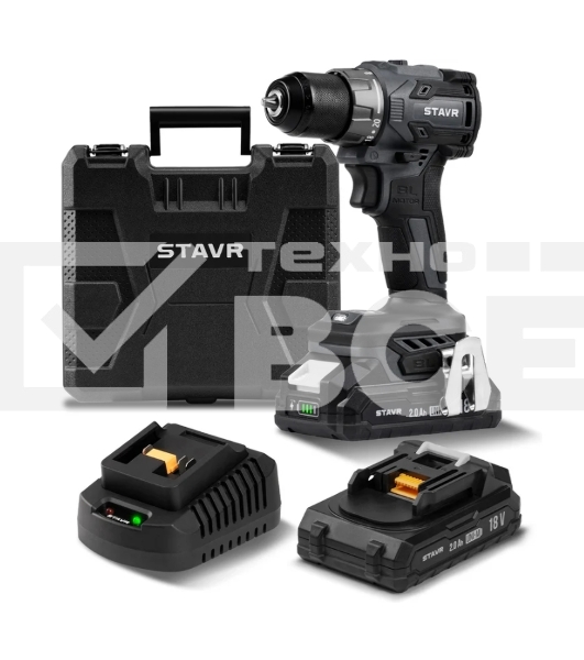 Дрель-шуруповерт СТАВР SDD 18BL-2K, 18 В, 2 Ач, 50 Нм, бесщеточный