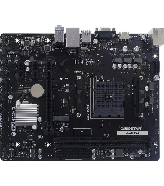 Материнская плата Biostar A520MHP 2.0 Soc-AM4 AMD A520 2xDDR4 mATX AC`97 8ch(7.1) GbLAN RAID+VGA+HDMI