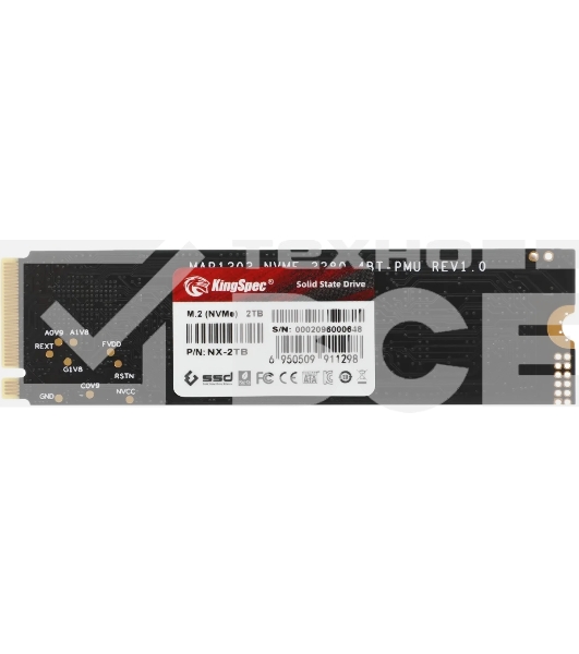 Накопитель SSD KingSpec NX-2TB, 2000GB, PCIe 3.0 x4, M.2 2280, NVMe, R/W 3400/3100