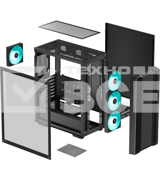 Компьютерный корпус MidiTower Deepcool CC560 A-RGB black (ATX, без БП, ARGB, USB3.2 Type-A+USB2.0 Type-A) (R-CC560-BKTAA4-G-2)