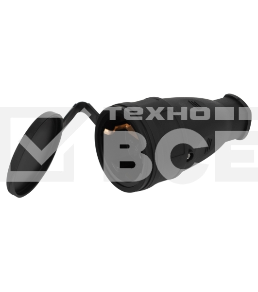 Розетка ЭРА RX10-B-IP44 каучуковая c заземлением 16А IP44 прямая черная