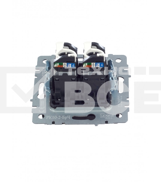 Розетка компьютерная двойная IEK BRITE РК10-2-БрЧ RJ45 кат.5E черный