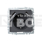 Розетка 1-местная IEK BRITE РЮш10-2-БрГ с заземлением, с защитными шторками, 16А, с USB A+A 5В 3,1А графит, фото4