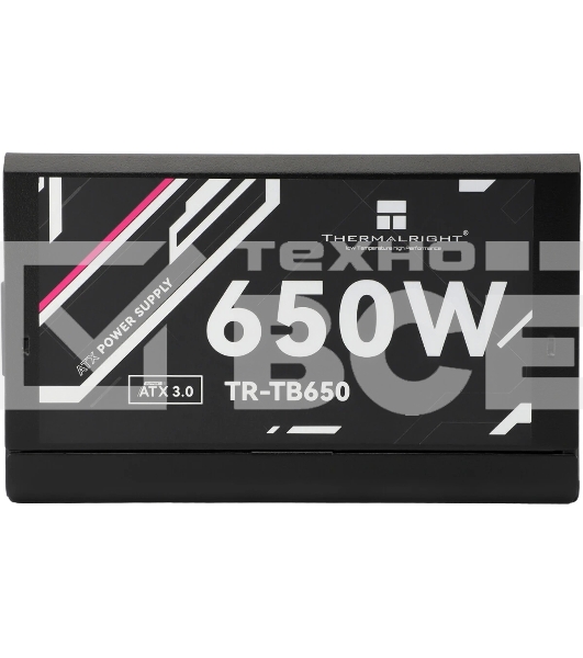 Блок питания Thermalright, 650W 80+ Bronze (ATX, 3.0, Full modular, 1x24(20+4)pin, 2xCPU 8(4+4)pin, 4xPCIe*2 8(6+2)pin, 3xSATA3, 3xMOLEX4pin, Active, 120x120mm, 150x140x86mm, APFC, black)