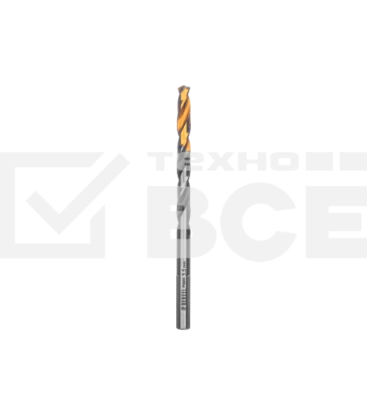 Сверло спиральное по металлу Denzel 5,5 x 93мм, Р6М5, Golden Tip, многогранная заточка