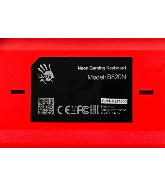 Клавиатура A4Tech Bloody B820N проводная, USB Type-A, чёрный