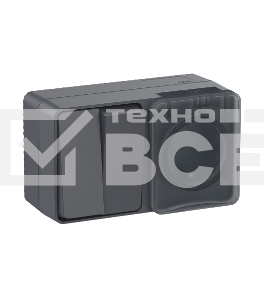 Блок ОП AtlasDesign Profi54 розетка 16А 250В с заземл. защ. шторки + 2-кл. выключатель 10А IP54 антрацит SchE