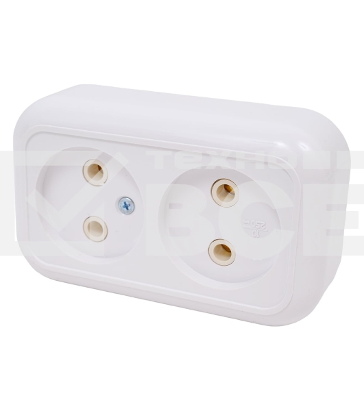 Розетка 2-м Кунцево ОП Валентина 10А IP20 РА10-382 бел. 5416