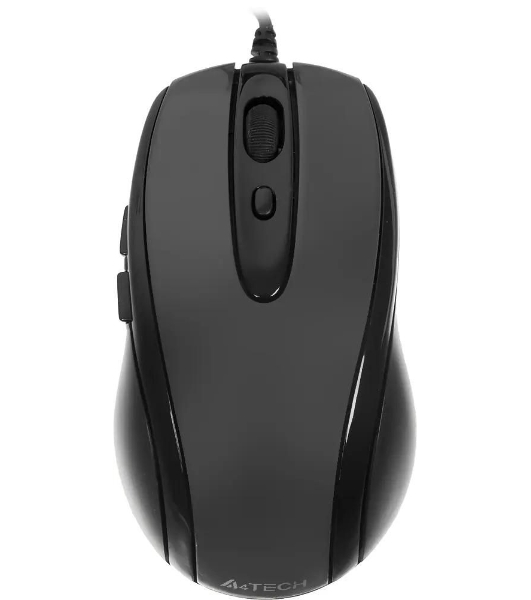 Мышь проводная A4Tech N-708X серый глянец/черный, 1600 dpi, USB, кнопки - 6